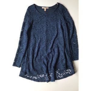 Blue Lace Patterned Top